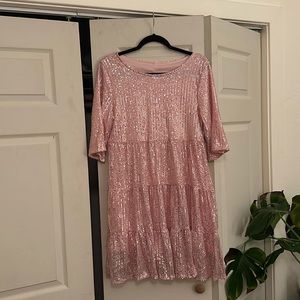 Light pink sequin babydoll dress